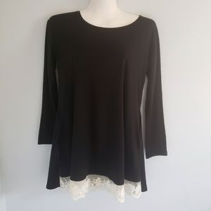 Black Lace Trim Tunic